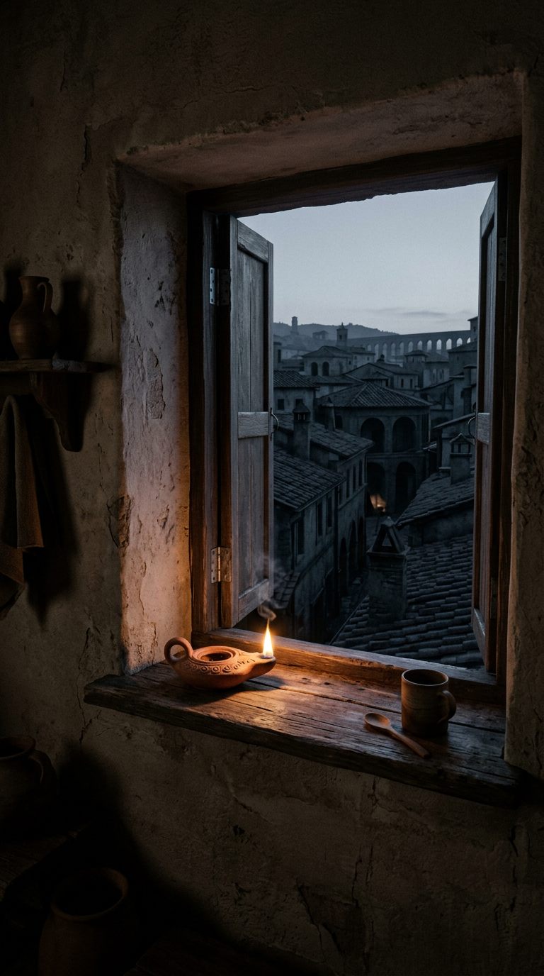 The waking: The lamp goes out with the first grey light.